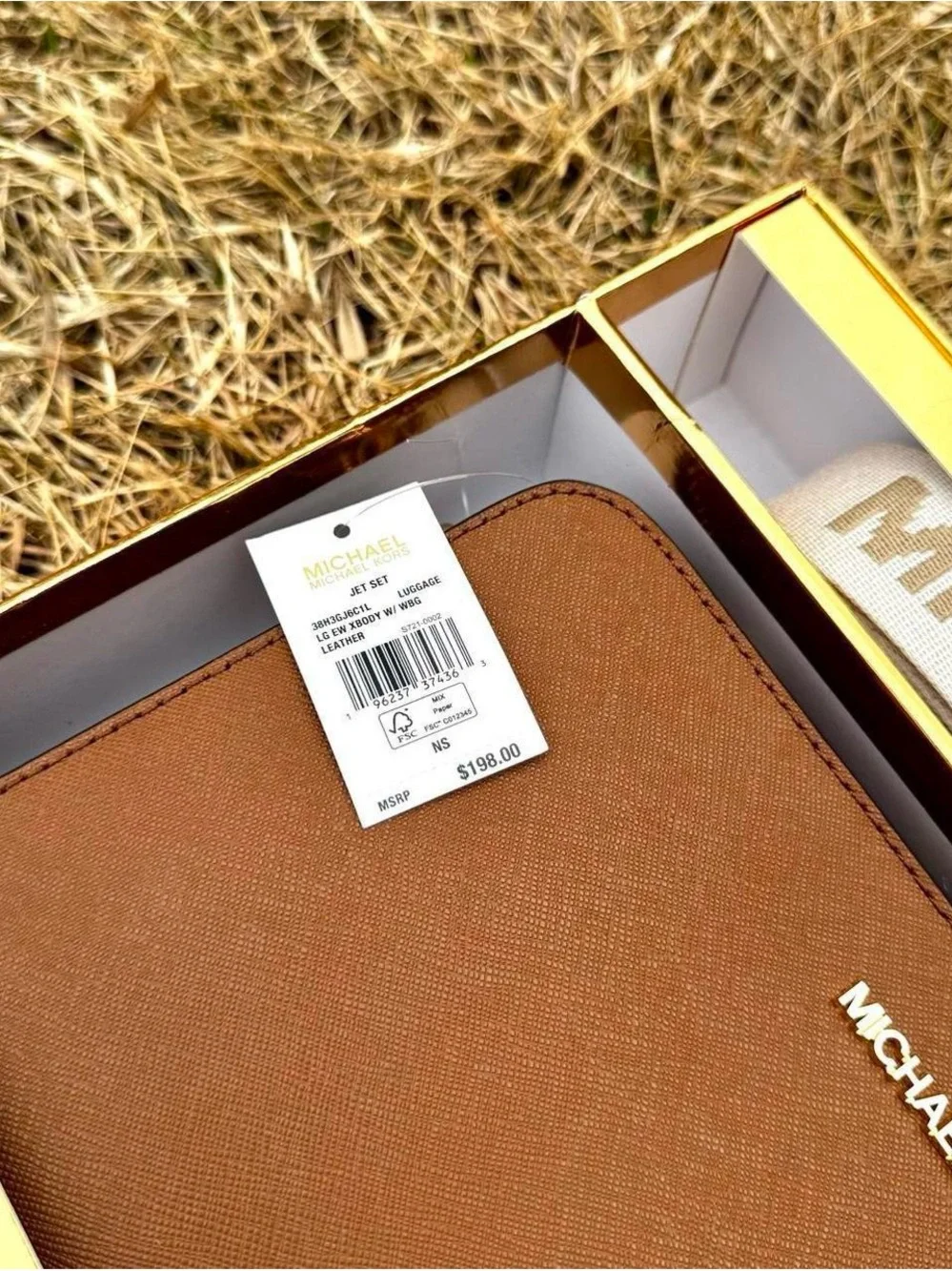 Michael Kors Tan Zip-Around Saffiano Crissbody Jet Set Bag